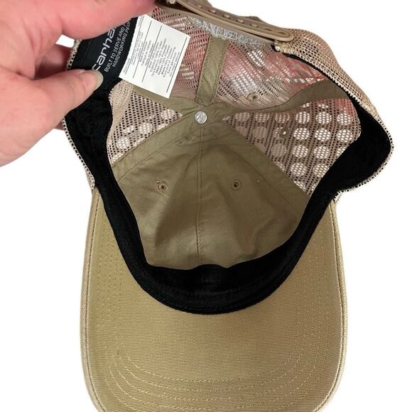 CARHARTT Canvas Mesh-Back Buffalo Cap Hat • Khaki 100286 Snapback Trucker - Picture 4 of 6